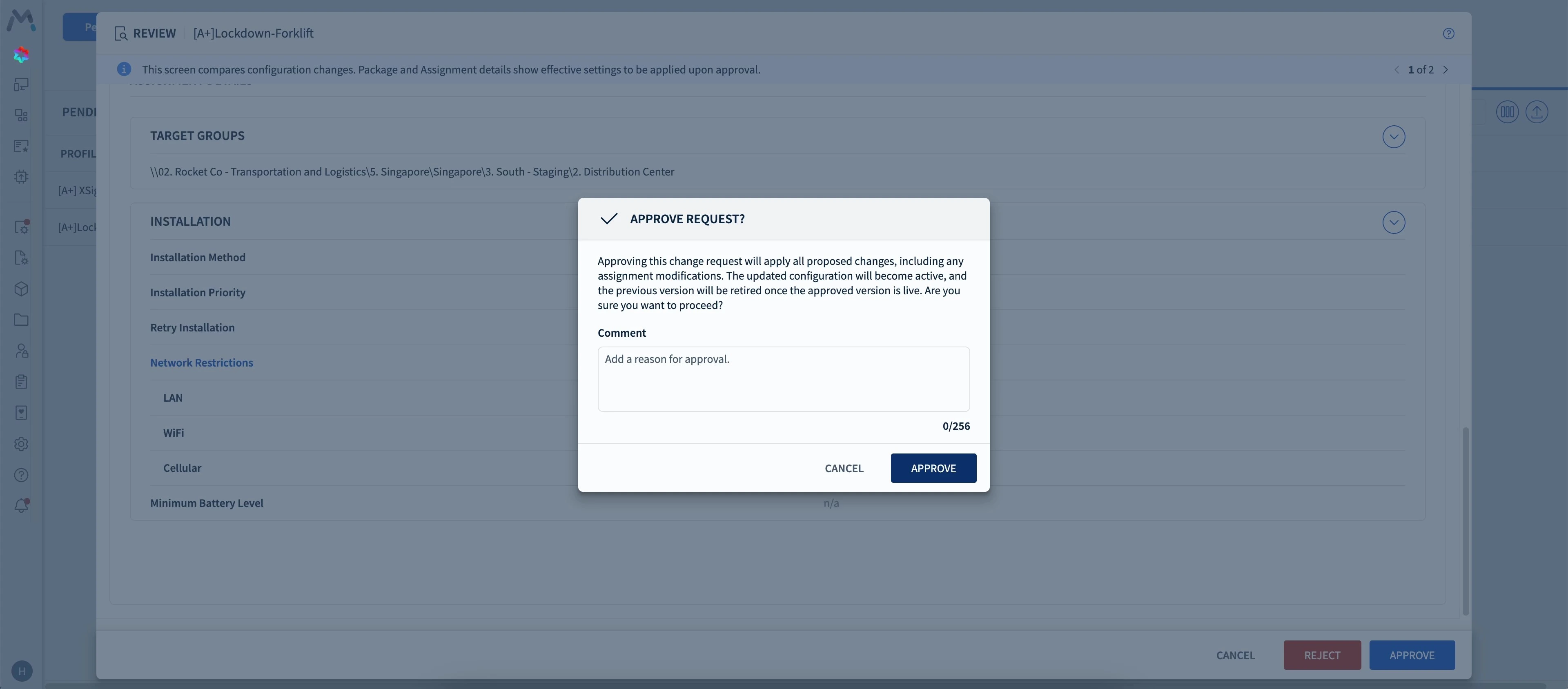Approve Request Screen